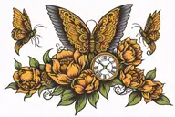 Roman numerals with wings and vietnamese tulips tattoo design idea