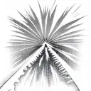 Landscape with palms, a rising sun, a lot of greens, a sky with space above tattoo design idea