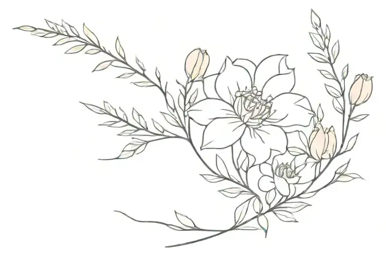 family birth flower bouquet  tattoo design idea