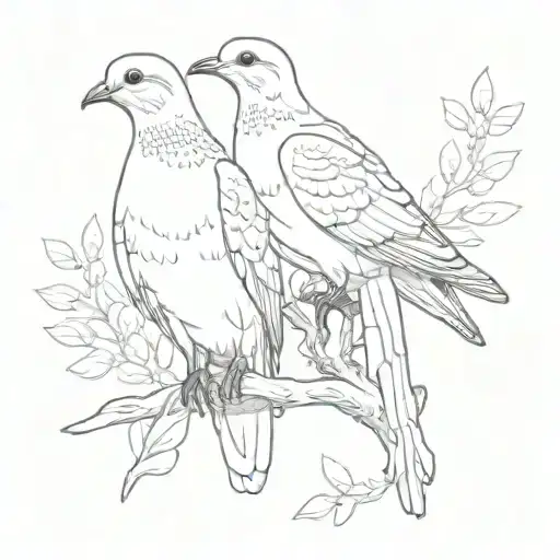 2 doves snuggling and standing tattoo design idea