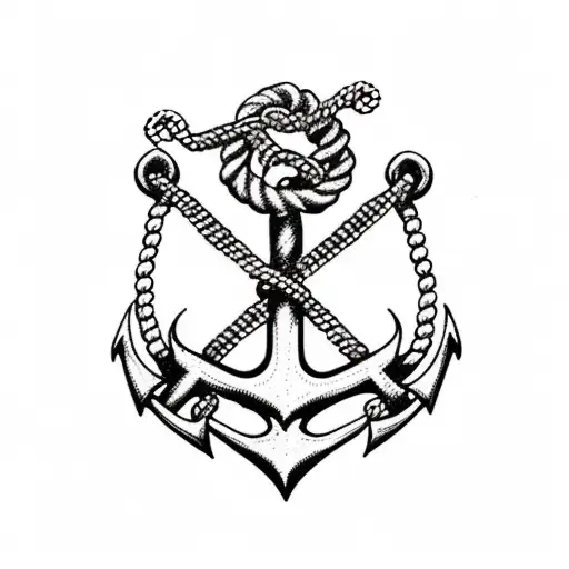 ships anchor with rope tattoo design idea