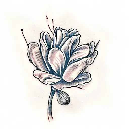dutch tulip flower with long stem tattoo design idea