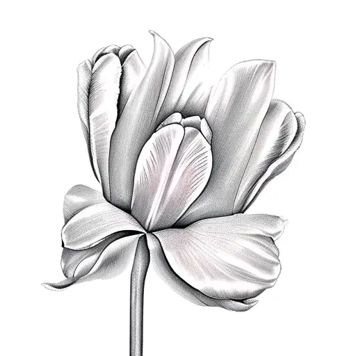 dutch tulip flower with long stem tattoo design idea