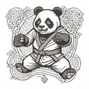 panda version of winnie the pooh doing karate black belt tattoo design idea