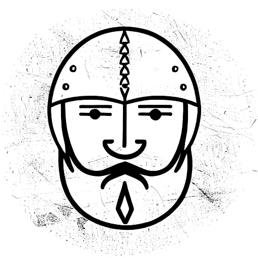 cute bearded face with viking helmet tattoo design idea