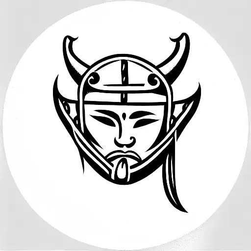 sweet face with viking helmet tattoo design idea