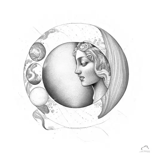 Aphrodite and the planet Venus tattoo design idea