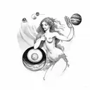 Aphrodite and the planet Venus tattoo design idea