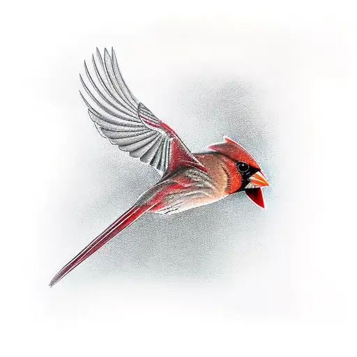 northern cardinal flying away from cage tattoo design idea