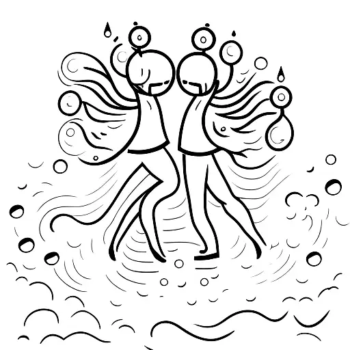 two girls dancing in rain tattoo design idea