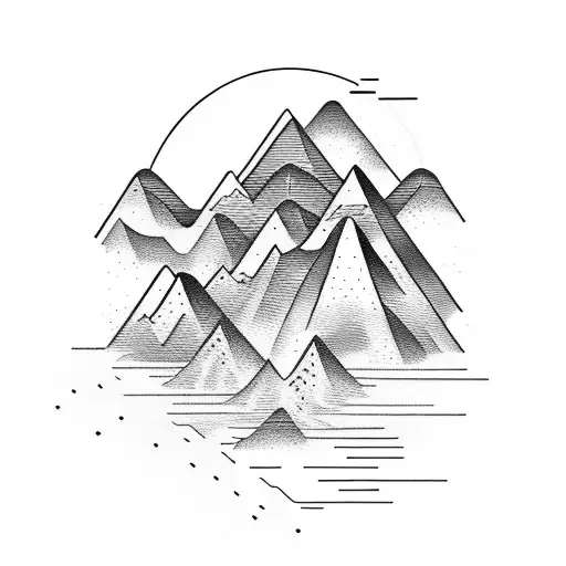 tattoo of a mountain range with soundwaves emanating from it tattoo design idea