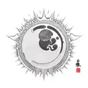 dying sun with crying moon and drips tattoo design idea