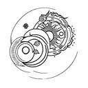 sun and moon with japanese cherry blossom tattoo design idea