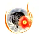 dying moon with crying sun tattoo design idea