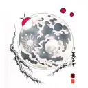 Cherry Blossom Blood Moon tattoo design idea