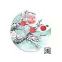 Cherry Blossom Blood Moon tattoo design idea