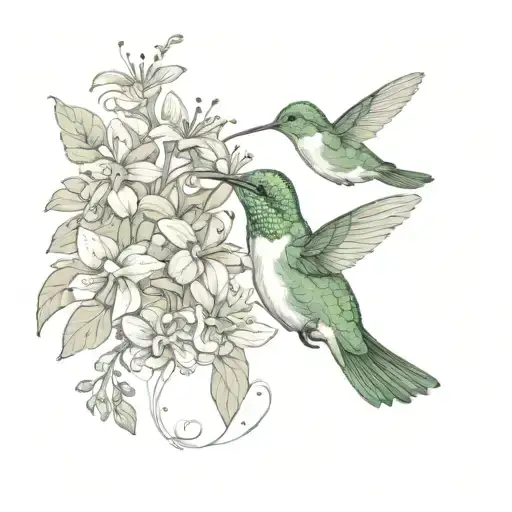 hummingbird and butterfly tattoo design idea