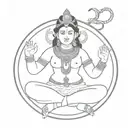 Bagalamukhi devi invisible, except for her hands and eyes. Her foot on demon chest and 1 hand holding demon tongue. tattoo design idea