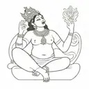 Bagalamukhi devi invisible, except for her hands and eyes. Her foot on demon chest and 1 hand holding demon tongue. tattoo design idea