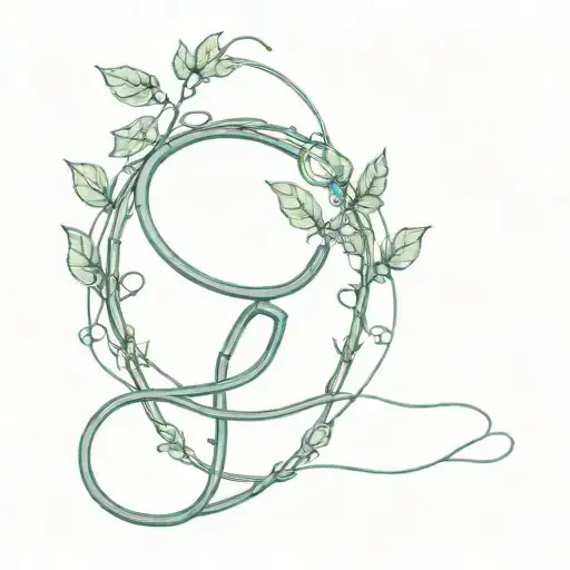 A veterinary stethoscope intertwined with a vine of wildlife tattoo design idea