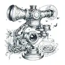 A microscope with wildlife and animals inside the lenses tattoo design idea