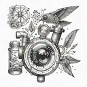A microscope with wildlife and animals inside the lenses tattoo design idea