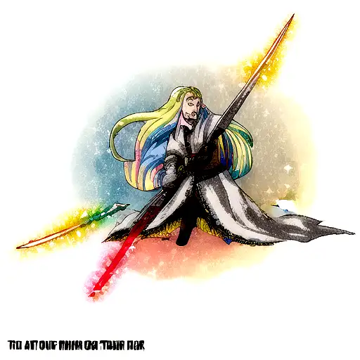 to the weapons of the Lord of the Rings characters with glitter around and colorful tattoo design idea