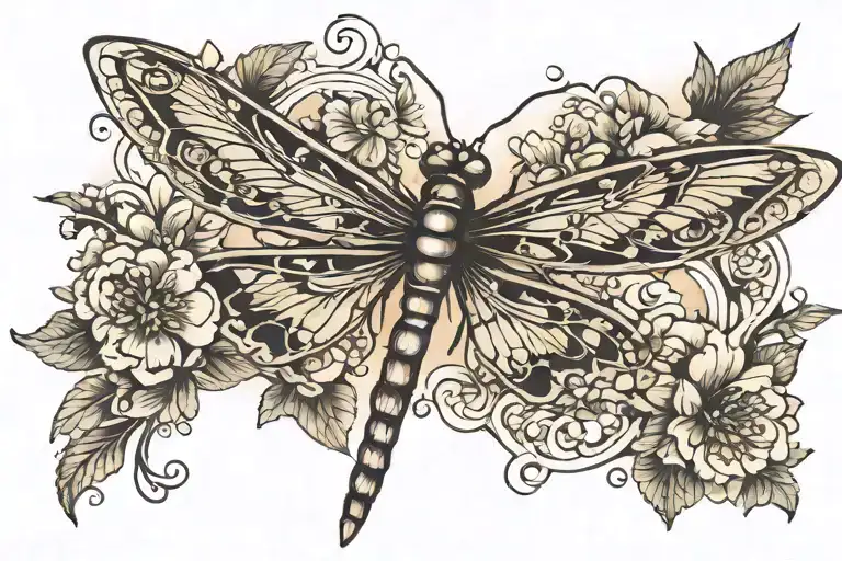 dragonfly and butterfli tattoo design idea
