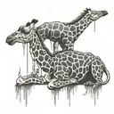giraffe squatting tattoo design idea