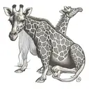 giraffe squatting tattoo design idea