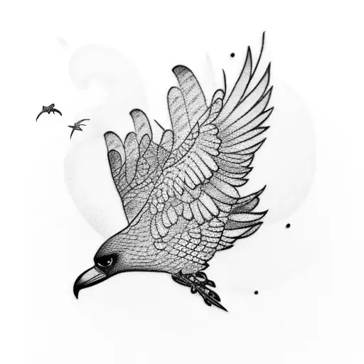 small flying crows in a line tattoo design idea