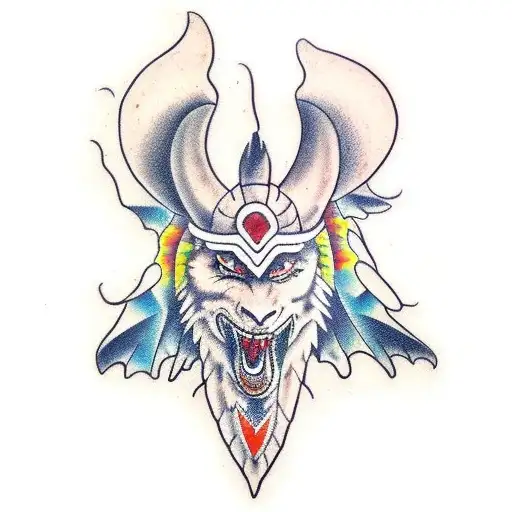 Native american rinding a dragon tattoo design idea