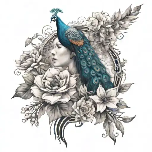 peacock women flowers shoulder tattoo tattoo design idea