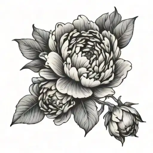 peony blossoms blooming tattoo design idea