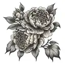 peony blossoms blooming tattoo design idea