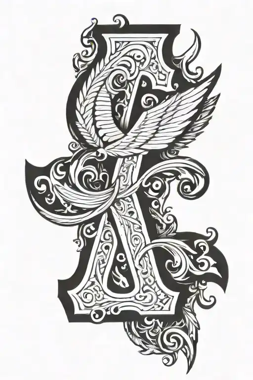 Nordic Valkarie wing design incorporating the letter K tattoo design idea