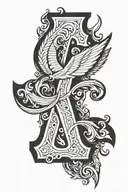 Nordic Valkarie wing design incorporating the letter K tattoo design idea