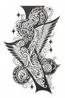 Nordic Valkarie wing design incorporating the letter K tattoo design idea