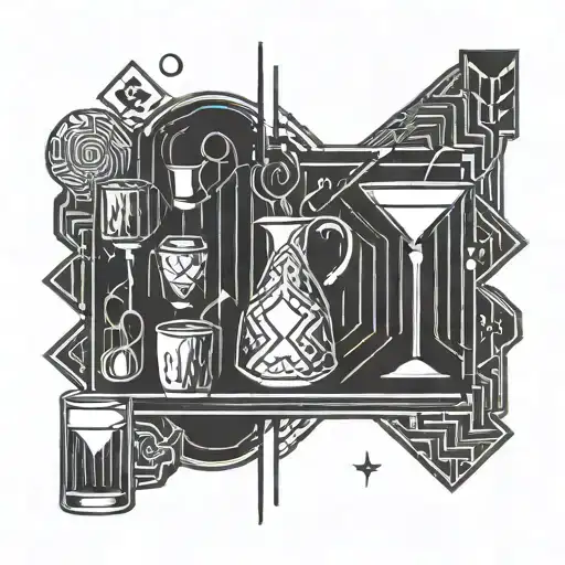 bartending related symbols tattoo design idea