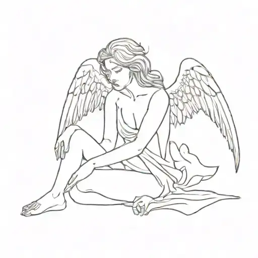 fallen angel + dissapointed people tattoo design idea