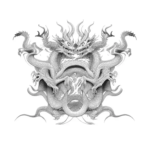 dragon and angry monkey intertwined  tattoo design idea