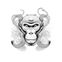 monkey and dragon intertwined  tattoo design idea