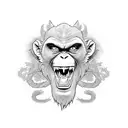 angry monkey and dragon intertwined  tattoo design idea