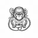 angry monkey and dragon intertwined  tattoo design idea