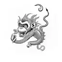 angry monkey and dragon intertwined  tattoo design idea