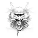 angry monkey and dragon intertwined  tattoo design idea