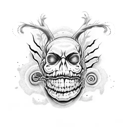 voodoo doll with cathulu brain tattoo design idea