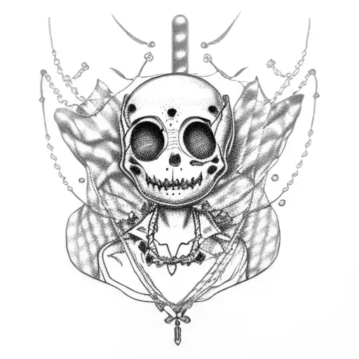 voodoo doll with Floral Gang chain tattoo design idea