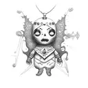 voodoo doll with chain tattoo design idea
