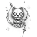 voodoo doll with chain tattoo design idea